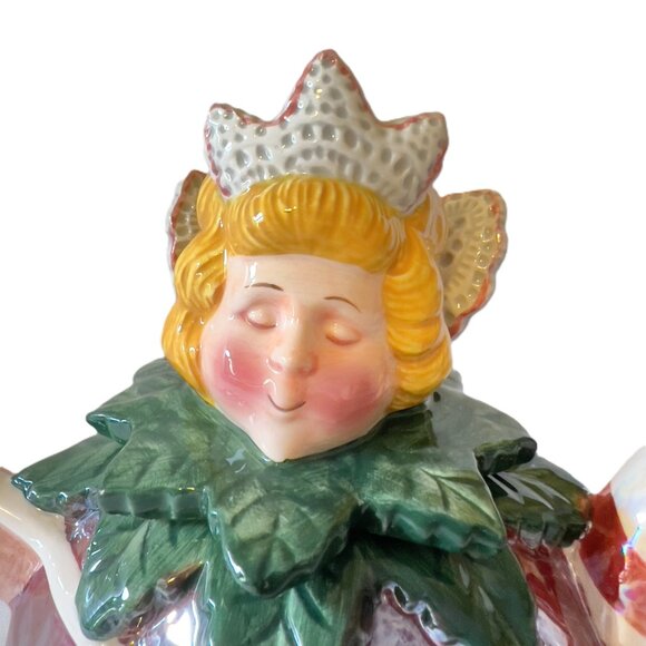 Department 56 Sugar Plum Fairy Vintage Christmas Teapot Hand-Painted Ceramic - Picture 7 of 9